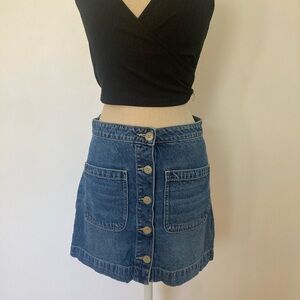 Free People Denim Button-Front Mini Skirt